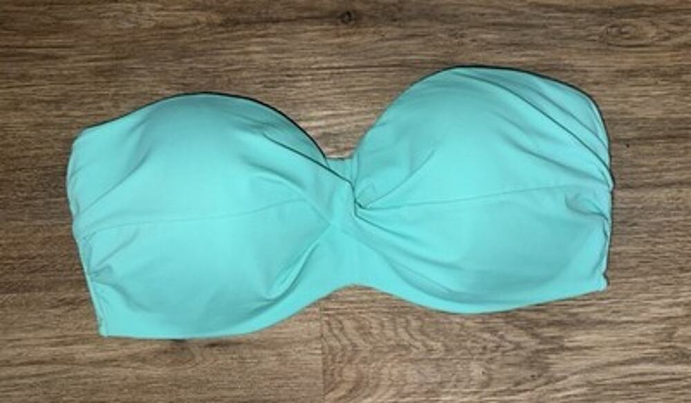 Victoria's Secret 38DD Mint Green Twist Front Bandeau Bikini Top Strapless Swim